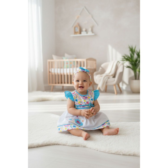 New Baby Girl Dress Set with matching headband underwear size 6 to 9 months - Picture 2 of 3